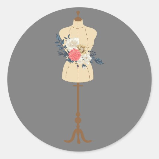 ヴィンテージ裁縫かわいいドレス型枠 ラウンドシール (正面)