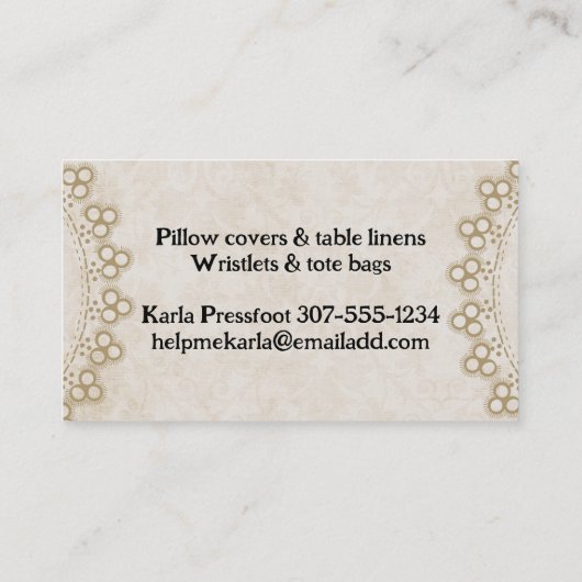 ヴィンテージ裁縫の蝶のシーメスカード 名刺 (裏面)