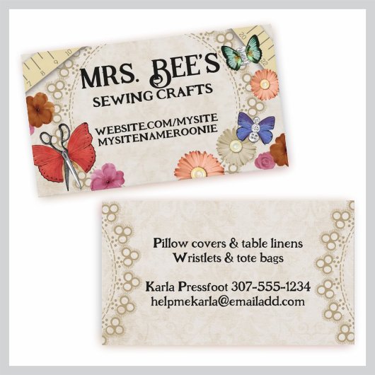 ヴィンテージ裁縫の蝶のシーメスカード 名刺