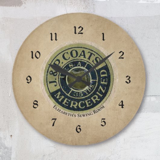 ヴィンテージ裁縫エフェメラ ラージ壁時計