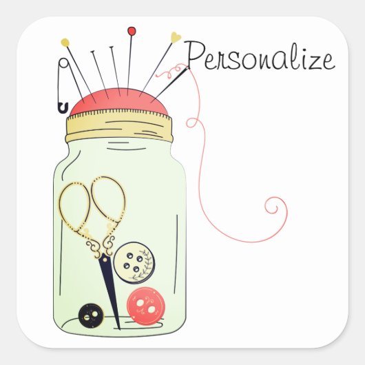 ヴィンテージ裁縫キット スクエアシール (正面)