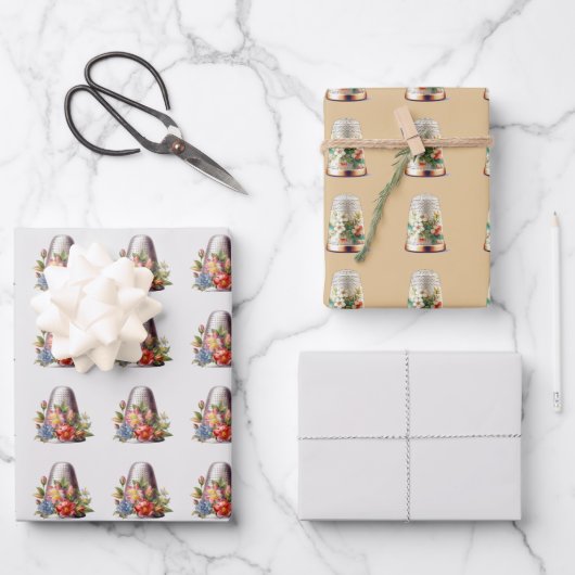 ヴィンテージ裁縫シンブル ラッピングペーパーシート (正面)