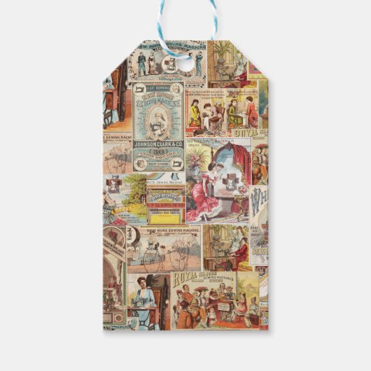 ヴィンテージ裁縫スクラップブックコラージュ ギフトタグ (正面)