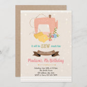 ヴィンテージ裁縫テーマ誕生日の招待 招待状 (正面/裏面)