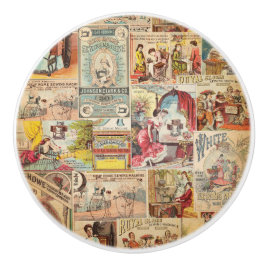 ヴィンテージ裁縫パターン セラミックノブ