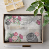 ヴィンテージ裁縫ピンクローズフランスのティッシュペーパー 薄葉紙 (ギフト)