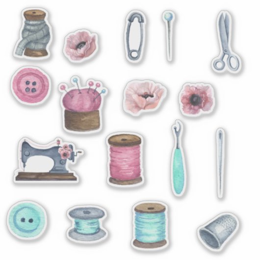 ヴィンテージ裁縫フッシーカスタムカットのビニールシール シール (正面)