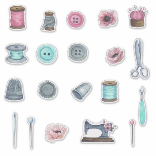 ヴィンテージ裁縫フッシーカスタムカットのビニールシール シール (正面)