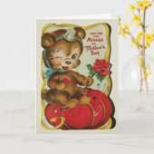 ヴィンテージ裁縫ベアマザーズデイカード カード (黄色い花)