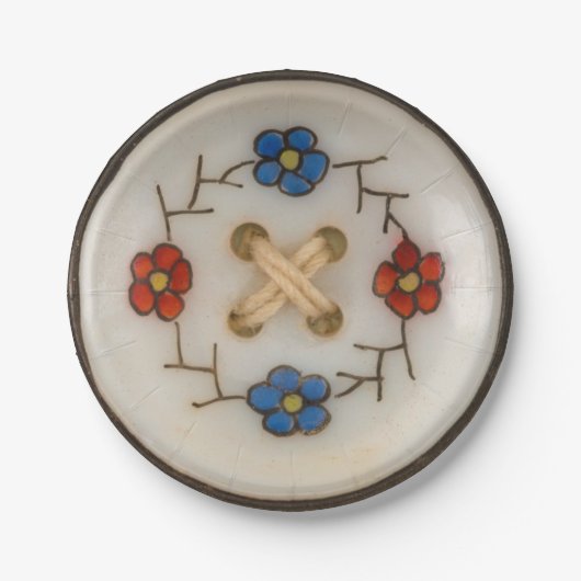 ヴィンテージ裁縫ボタンラウンド紙プレート ペーパープレート (正面)