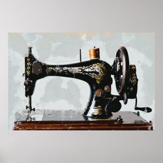 ヴィンテージ裁縫マシンおばあちゃんの様 ポスター (正面)