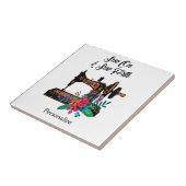 ヴィンテージ裁縫マシンかわいい引用文パーソナライズ タイル (側面)