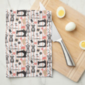 ヴィンテージ裁縫マシンクレフティソーテーマデザイン キッチンタオル (四つ折り)