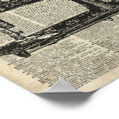 ヴィンテージ裁縫マシンステンシルの古いブックページ ポスター (角)