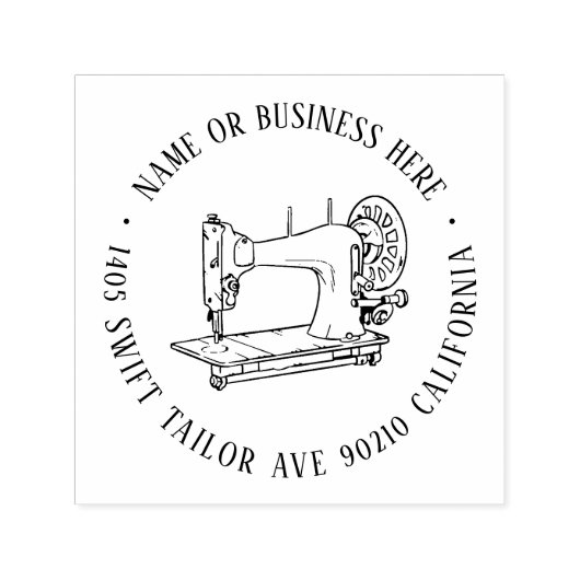 ヴィンテージ裁縫マシンテーラーネーム差出人住所 セルフインキングスタンプ (デザイン)