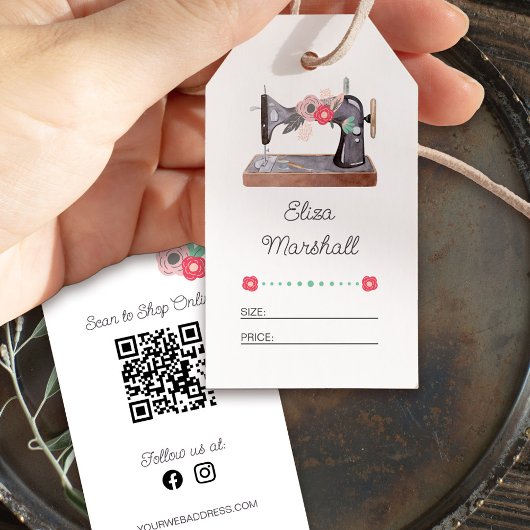 ヴィンテージ裁縫マシンフローラサイズ価格つるラベル ギフトタグ