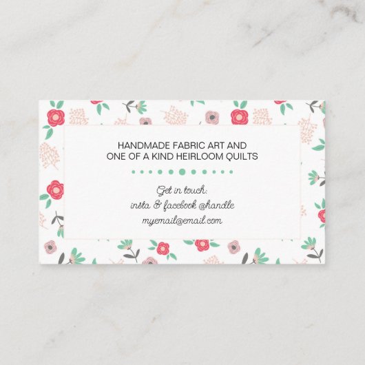 ヴィンテージ裁縫マシンボーホフローラ 名刺 (裏面)