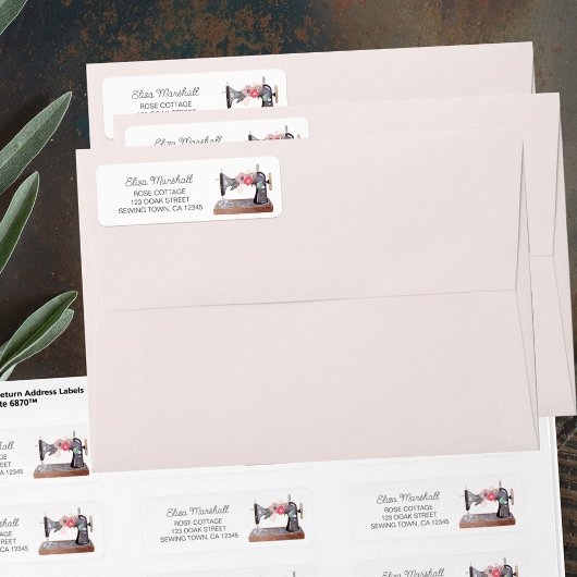 ヴィンテージ裁縫マシンボーホーフローラブーケ ラベル