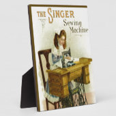 ヴィンテージ裁縫マシン広告（ガール付き） フォトプラーク (側面)