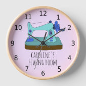 ヴィンテージ裁縫マシン、カスタマイズ可能、番号 壁時計 (正面)