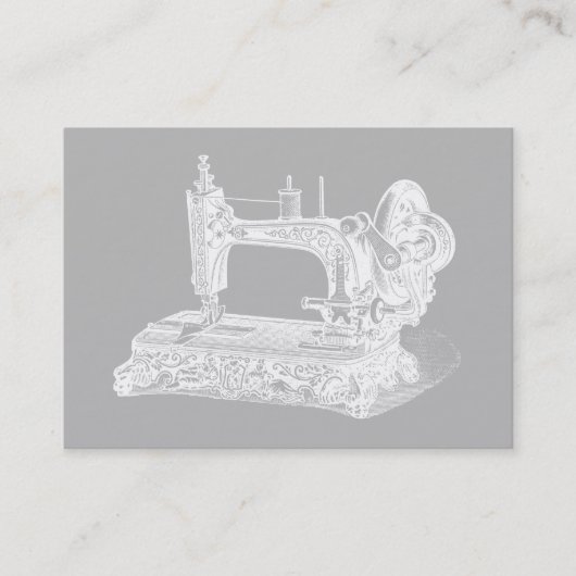 ヴィンテージ裁縫マシン-レトロマシンホワイトグレー 名刺 (正面)
