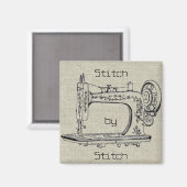 ヴィンテージ裁縫ミシンのステッチ マグネット (正面/裏面)