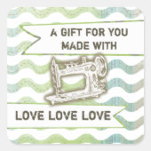 ヴィンテージ裁縫台車用ギフトラベルラベル スクエアシール (正面)