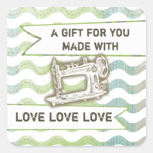 ヴィンテージ裁縫台車用ギフトラベルラベル スクエアシール (正面)