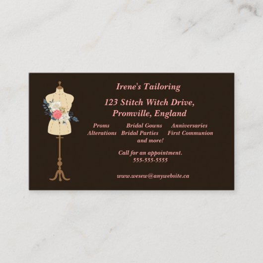 ヴィンテージ裁縫型枠（花とスタンド） 名刺 (正面)