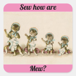 ヴィンテージ裁縫子猫 スクエアシール