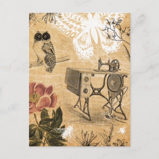 ヴィンテージ裁縫機はがき ポストカード (正面)