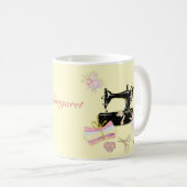 ヴィンテージ裁縫機及び布帛 コーヒーマグカップ (正面右)