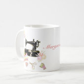 ヴィンテージ裁縫機及び布帛 コーヒーマグカップ (正面左)