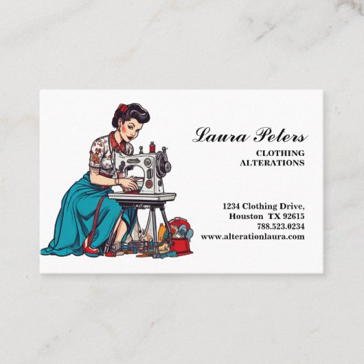 ヴィンテージ裁縫機服の変更 名刺 (正面)