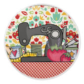 ヴィンテージ裁縫機械およびクラフトアクセサリ セラミックノブ (正面)