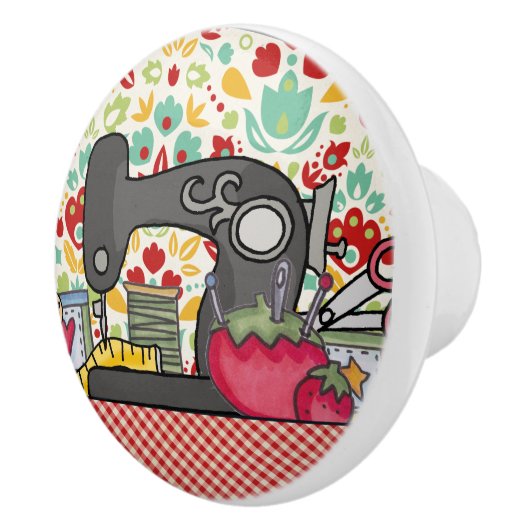 ヴィンテージ裁縫機械およびクラフトアクセサリ セラミックノブ (右)