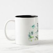 ヴィンテージ裁縫機械と花 ツートーンマグカップ (左)