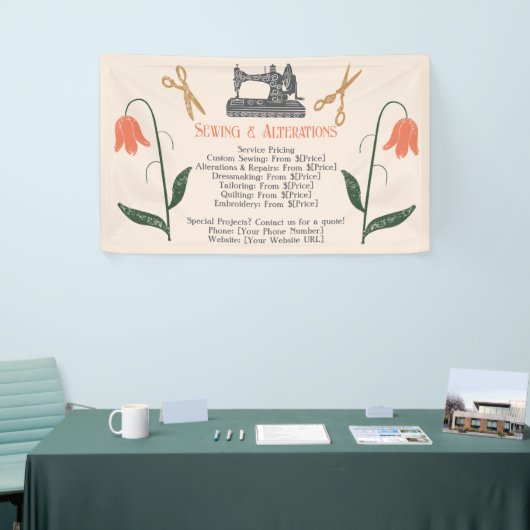 ヴィンテージ裁縫機械のシームレス 横断幕 (トレードショー)