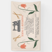 ヴィンテージ裁縫機械のシームレス 横断幕 (縦)