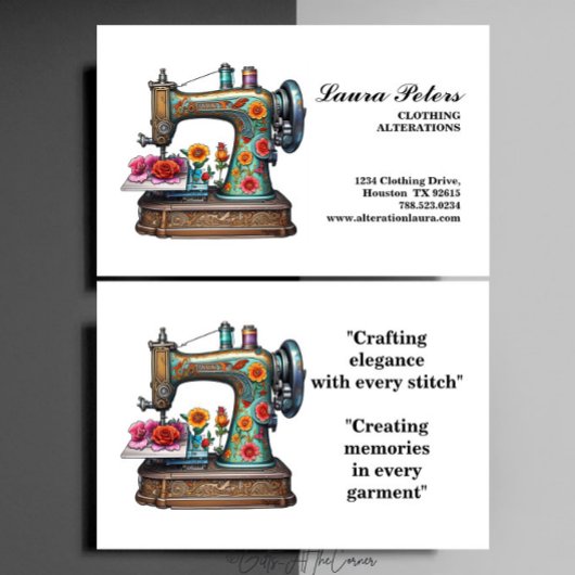 ヴィンテージ裁縫機械バラ衣料変造Bu 名刺