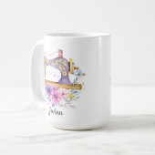 ヴィンテージ裁縫機械フローラ コーヒーマグカップ (正面左)