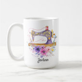 ヴィンテージ裁縫機械フローラ コーヒーマグカップ (左)