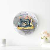 ヴィンテージ裁縫機械ラテン裁縫は神である ラージ壁時計 (ホーム)