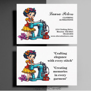 ヴィンテージ裁縫機械可愛い女の子の変更 名刺