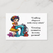 ヴィンテージ裁縫機械可愛い女の子の変更 名刺 (裏面)