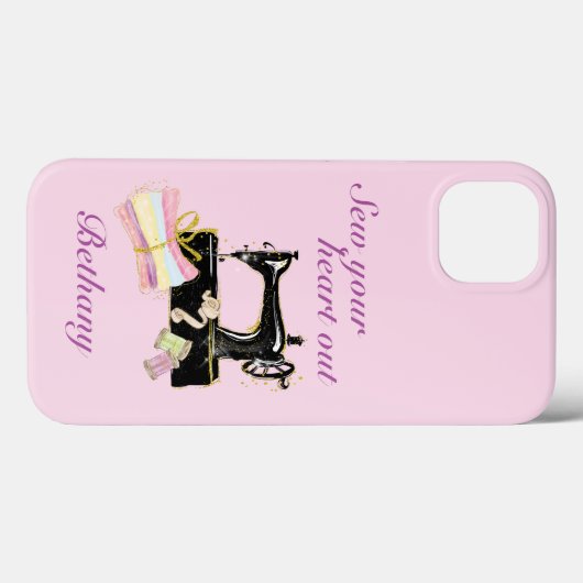 ヴィンテージ裁縫機械引用文ピンク Case-Mate iPhoneケース (裏面 (横))