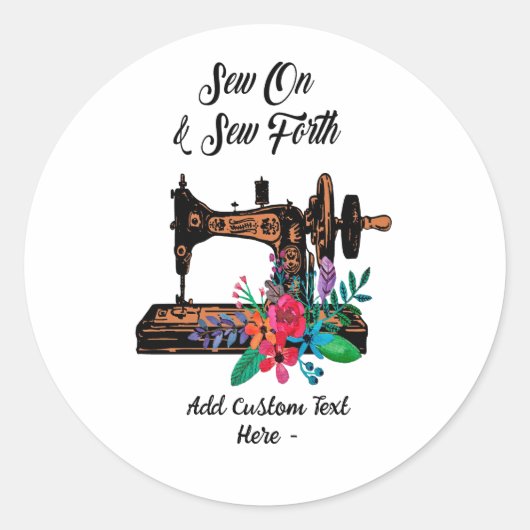 ヴィンテージ裁縫機械引用文縫い縫い ラウンドシール (正面)