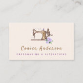 ヴィンテージ裁縫機械薄紫バラテーラモダンー 名刺 (正面)