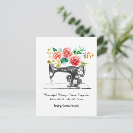 ヴィンテージ裁縫機白黒葉書 ポストカード (スタンド正面)