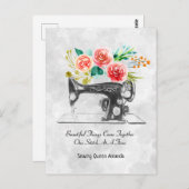 ヴィンテージ裁縫機白黒 ポストカード (正面/裏面)